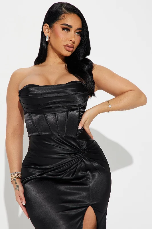 Adore You Satin Gown - Black