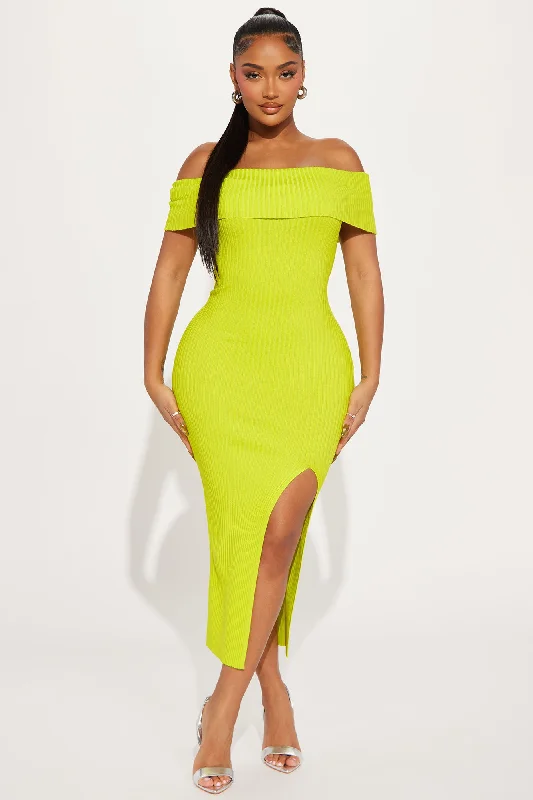 Adrienne Sweater Midi Dress - Lime