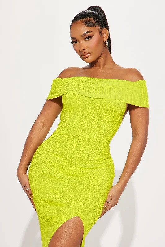 Adrienne Sweater Midi Dress - Lime