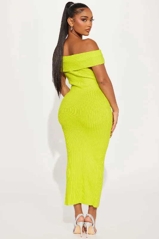 Adrienne Sweater Midi Dress - Lime