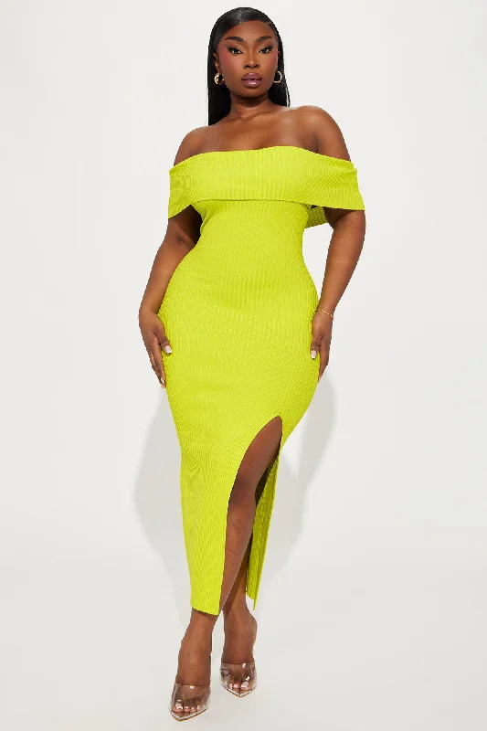 Adrienne Sweater Midi Dress - Lime