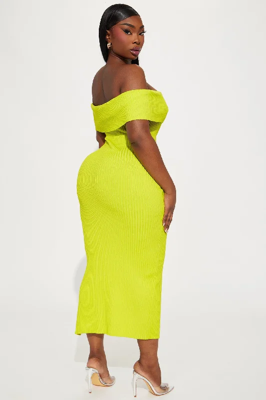 Adrienne Sweater Midi Dress - Lime