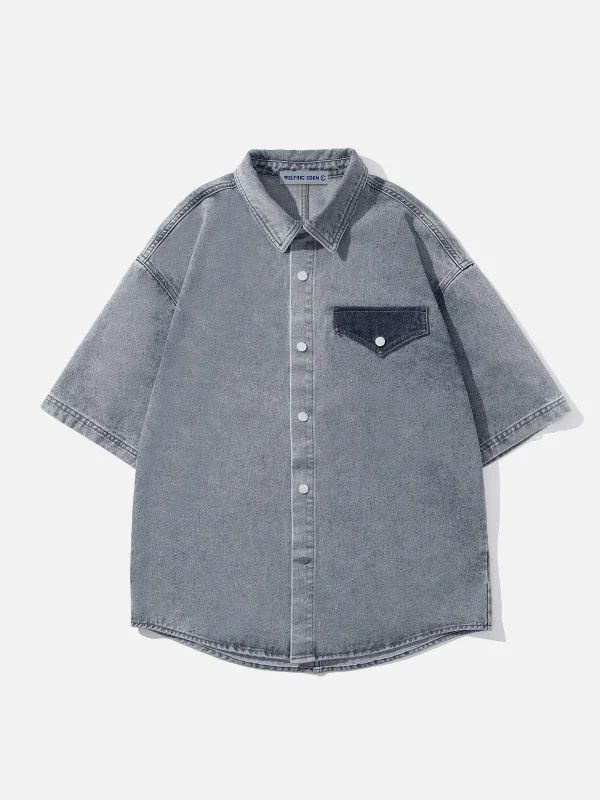 Aelfric Eden Patchwork Denim Short Sleeve Shirt