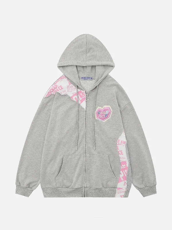 Aelfric Eden Patchwork Heart Elements Print Hoodie