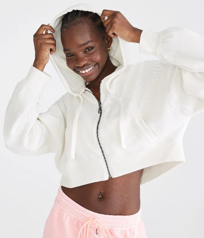 Aeropostale Oversized Cropped Full-Zip Hoodie