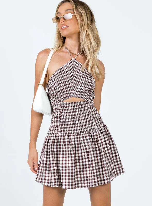 Aftermath Mini Dress Brown