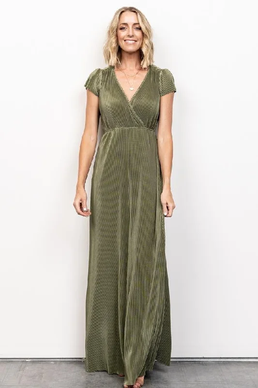 Athena Pleated Maxi Dress | Sage