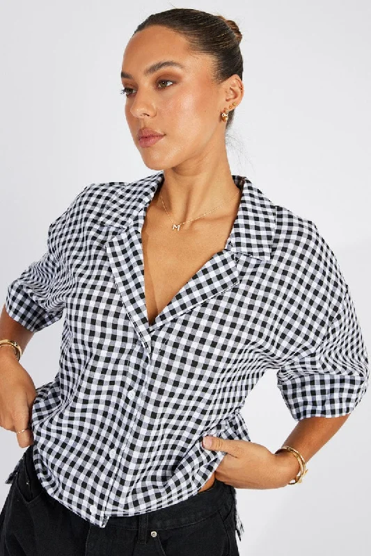 Black Check Shirt Short Sleeve