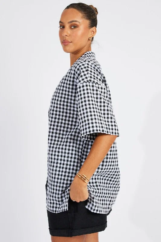 Black Check Shirt Short Sleeve