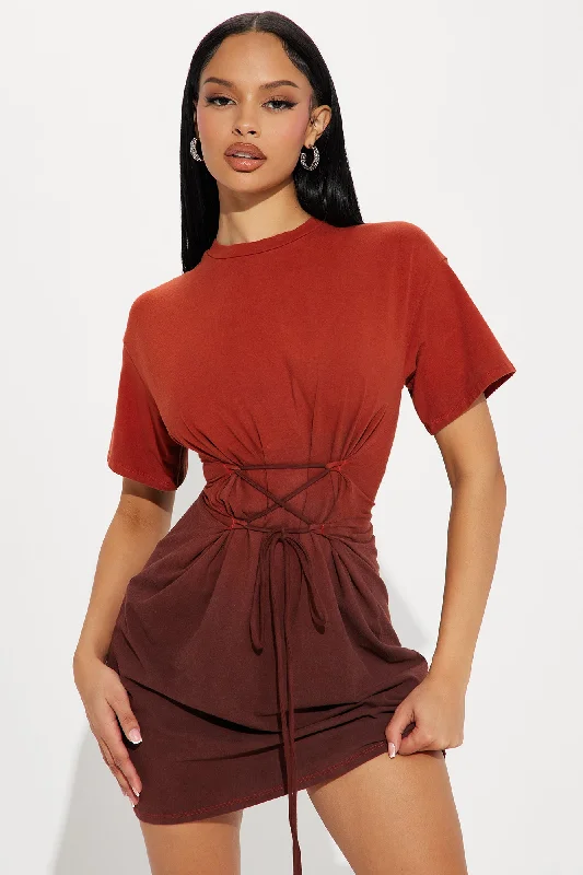 Bodhi Ombre T-Shirt Mini Dress - Rust