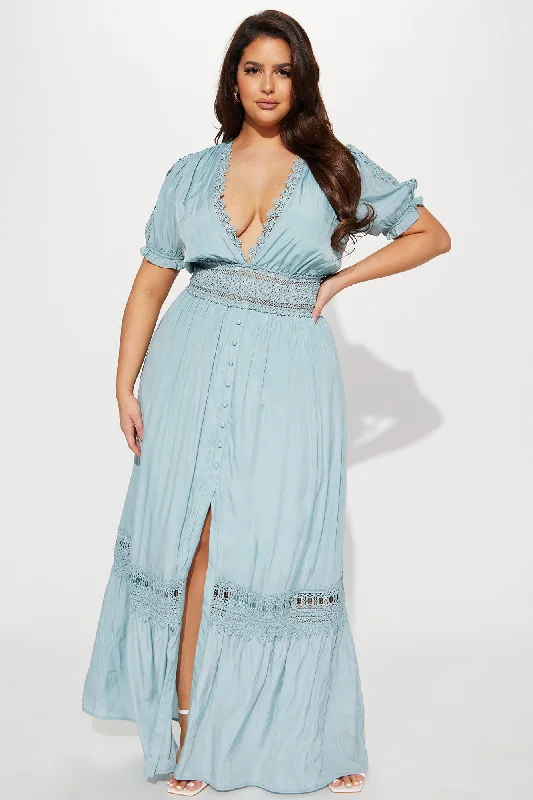 Cannes Sunset Maxi Dress - Light Blue