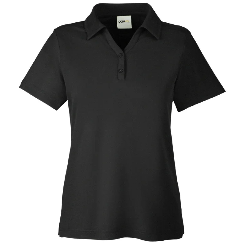 Core 365 Women's Black Fusion ChromaSoft Pique Polo