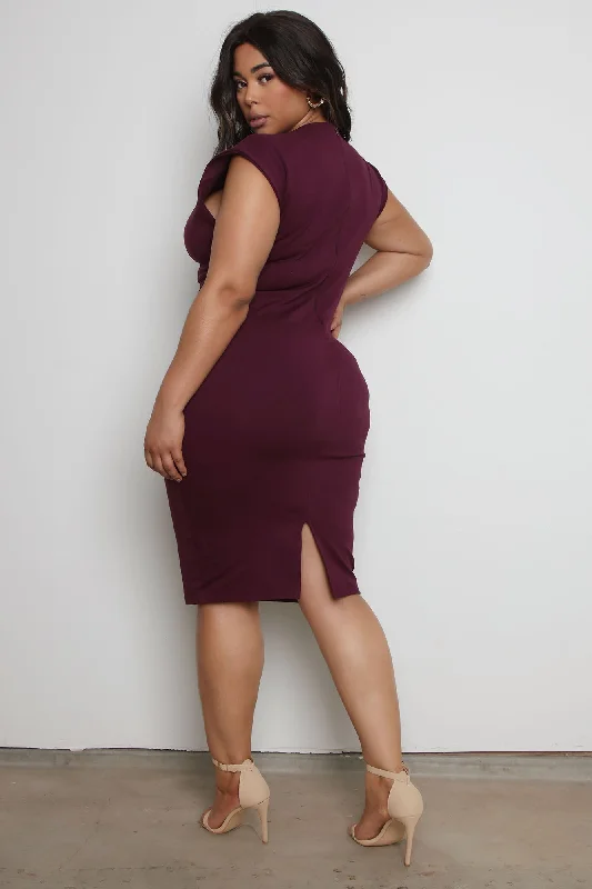 CEO Moves Midi Dress - Eggplant