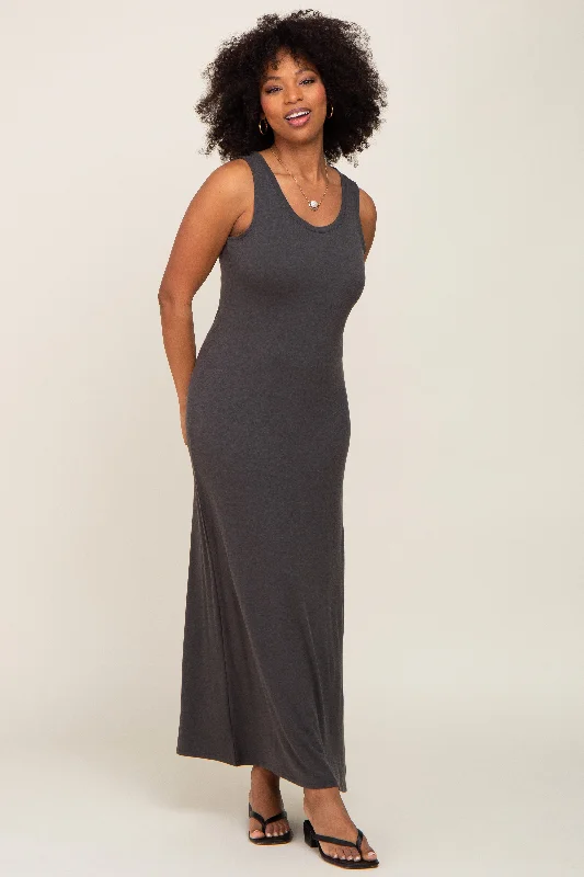 Charcoal Sleeveless Maxi Dress