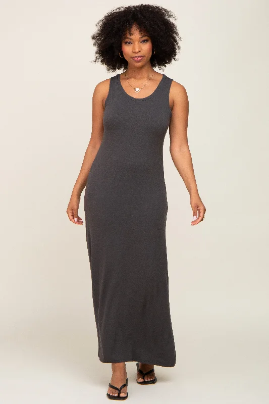 Charcoal Sleeveless Maxi Dress