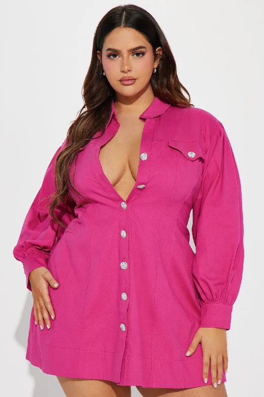 Clocked In Twill Mini Dress - Pink