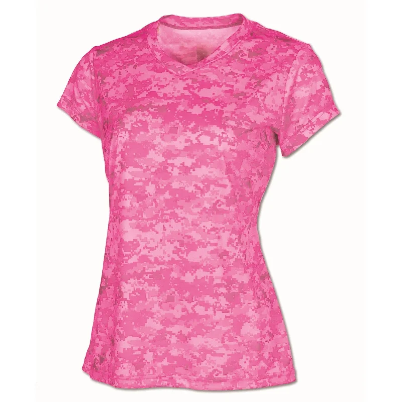 BAW Women's Pink Xtreme Tek Digital Camo Short Sleeve Shirt