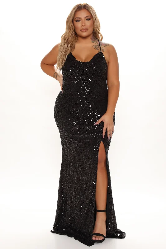 Definitely Maybe Sequin Maxi Dress - Black