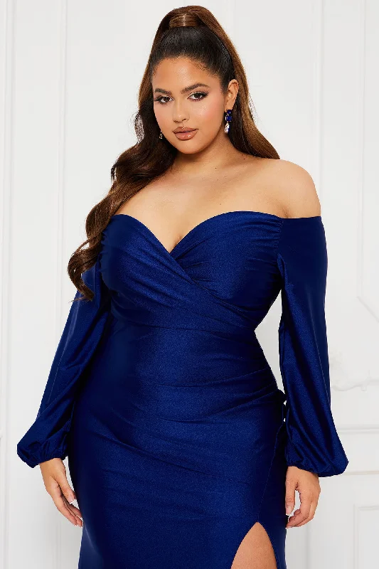 Denise Off Shoulder Maxi Dress - Navy