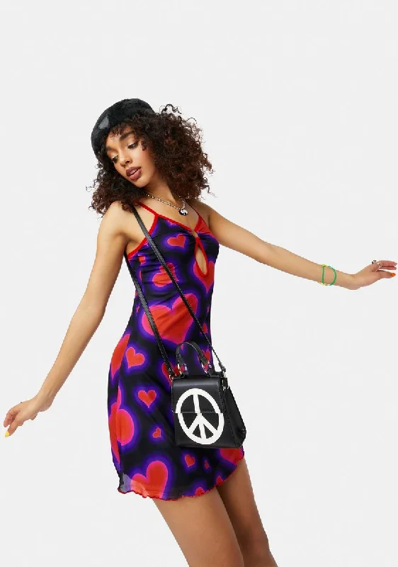 Electric Juice Keyhole Heart Print Mini Dress