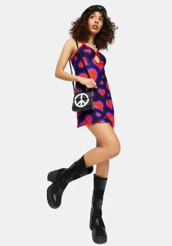 Electric Juice Keyhole Heart Print Mini Dress