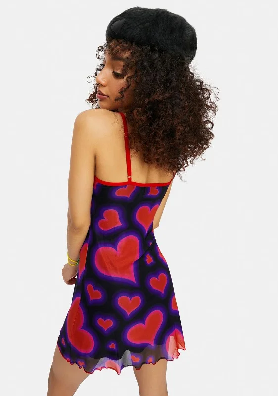 Electric Juice Keyhole Heart Print Mini Dress