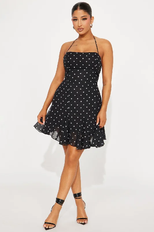 Eloise Chiffon Mini Dress - Black/White