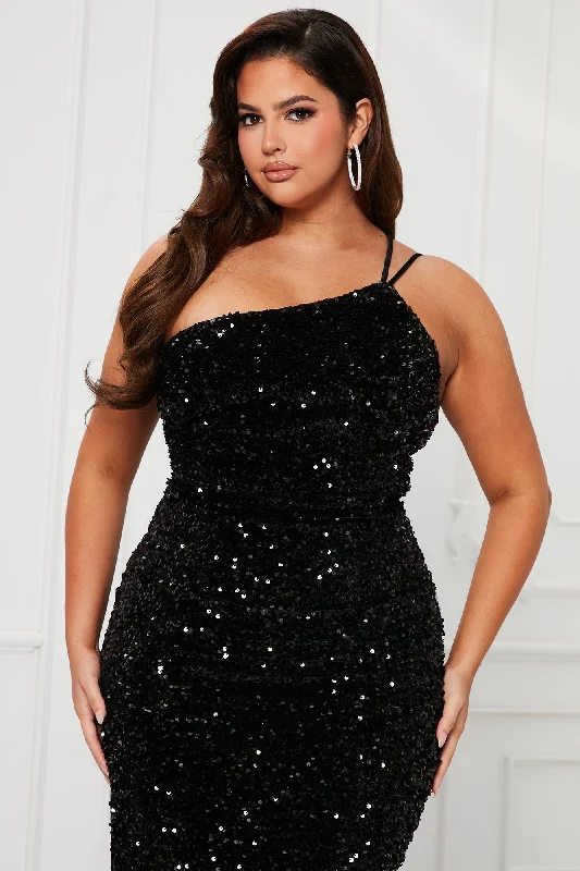 Forever Shining Sequin Maxi Dress - Black