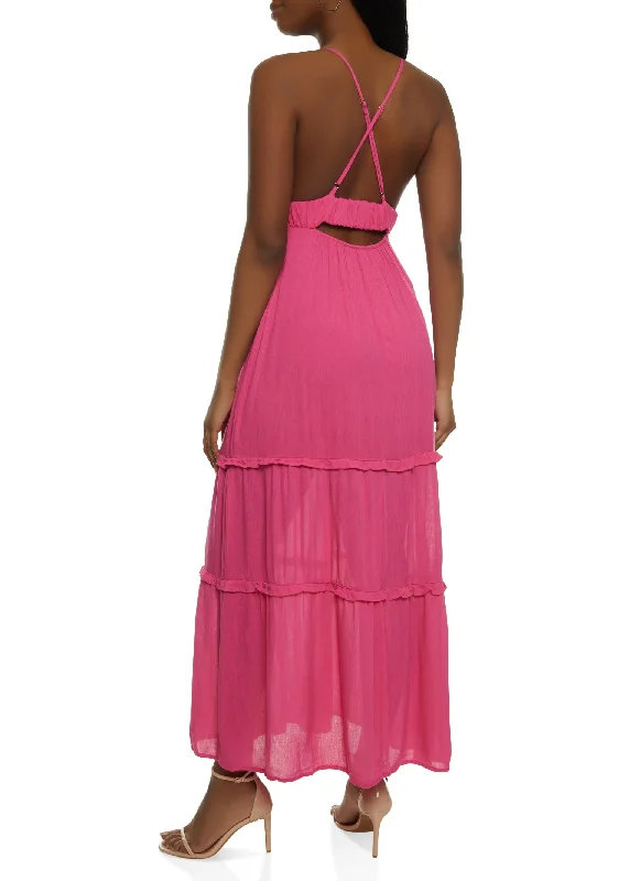 Sleeveless Tiered Empire Waist Maxi Dress