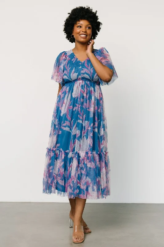 Gracie Tulle Dress | Blue + Pink Floral