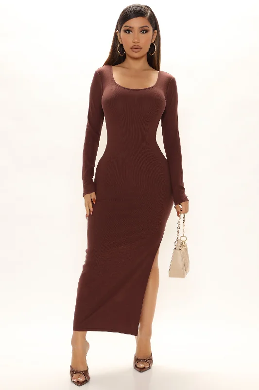 Helena Ribbed Maxi Dress - Chocolate