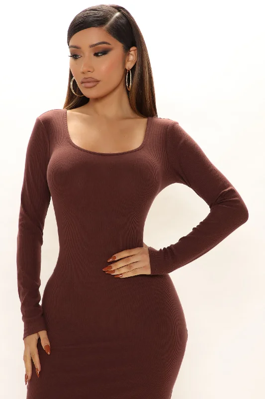 Helena Ribbed Maxi Dress - Chocolate