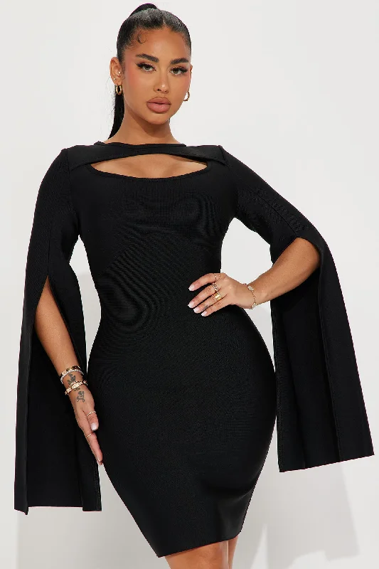 Hong Kong Bandage Midi Dress - Black