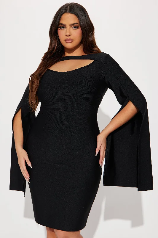 Hong Kong Bandage Midi Dress - Black