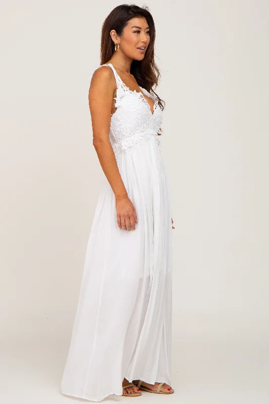 Ivory Crochet Lace Maxi Dress