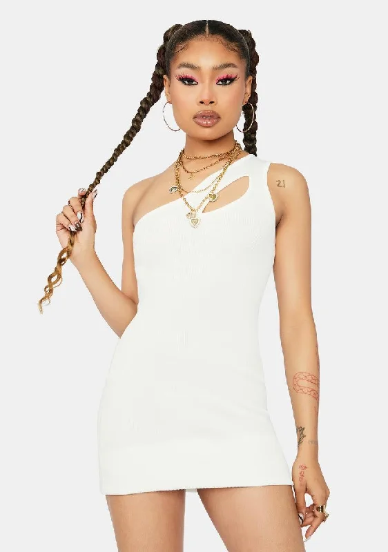 Ivory Fairy Fantastic One Shoulder Cutout Bodycon Dress