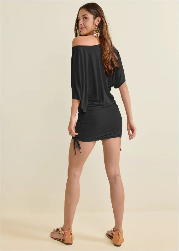 Banded convertible dress - Black