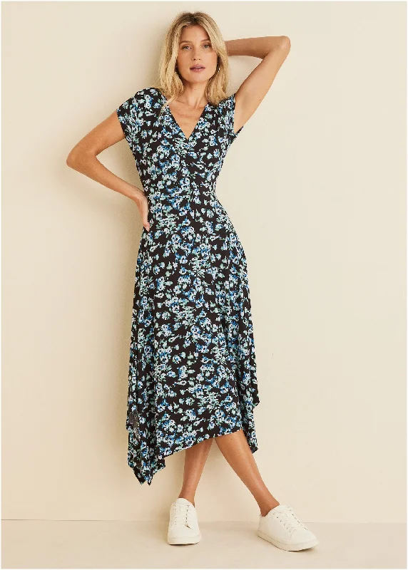 Floral printed dress  - Black & Blue