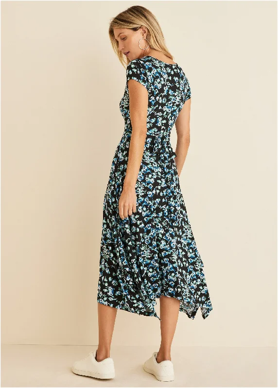 Floral printed dress  - Black & Blue