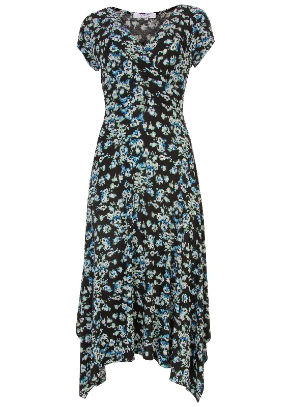 Floral printed dress  - Black & Blue