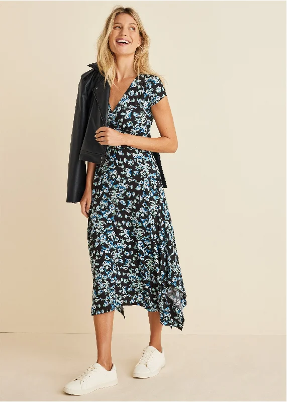 Floral printed dress  - Black & Blue