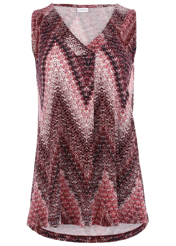 V-neck knit tank - Burgundy Multi