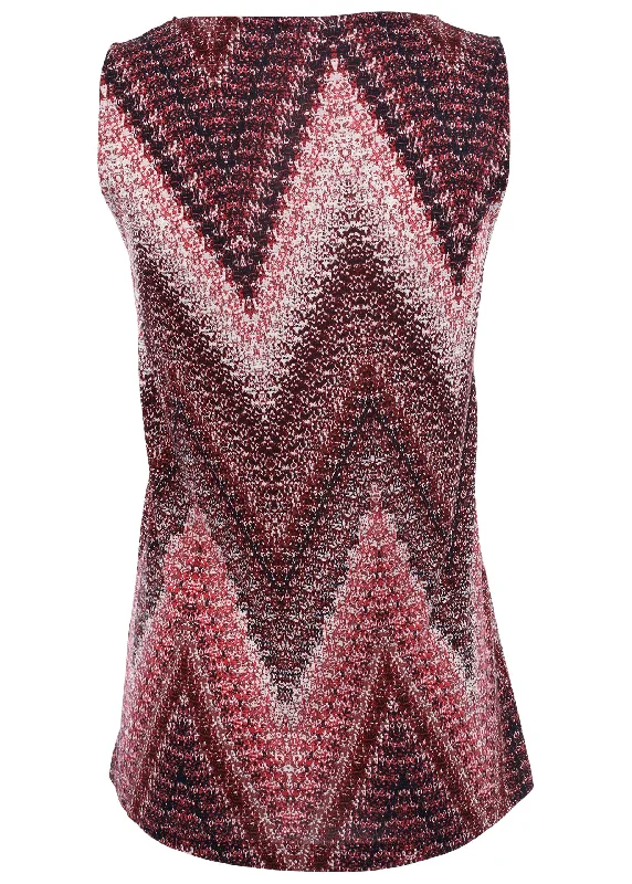 V-neck knit tank - Burgundy Multi