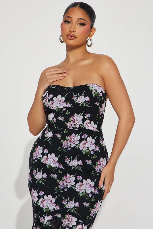 Jeannie Floral Maxi Dress - Black/combo