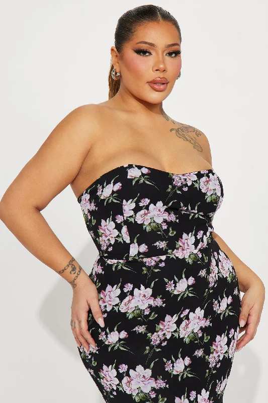 Jeannie Floral Maxi Dress - Black/combo