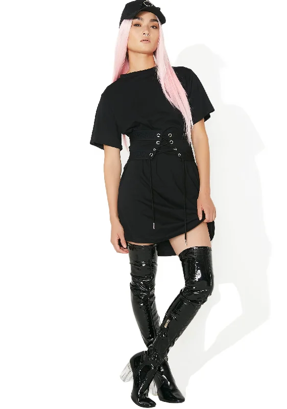 Lace Up Cincher T Dress