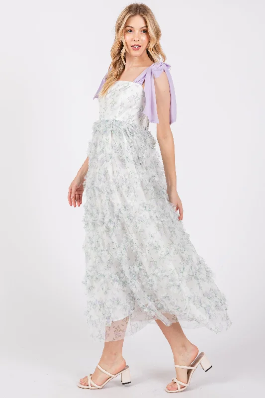 Lavender Floral Ruffle Tiered Maxi Dress