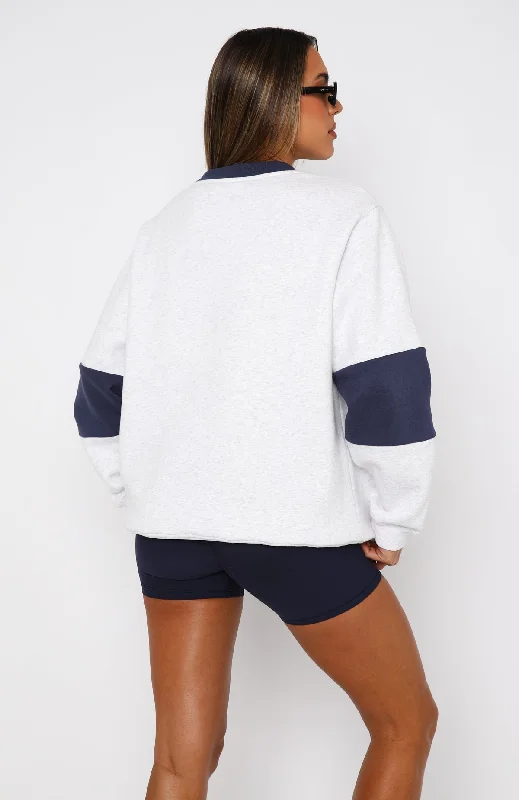 Let It Be Known Oversized Sweater Grey Marle/Navy