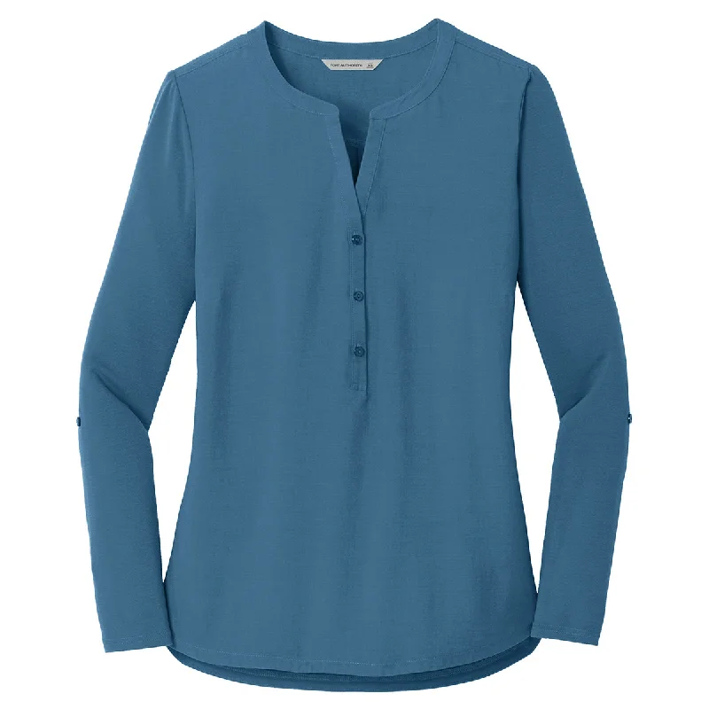 Port Authority Women's Dusty Blue Concept Henley Tunic