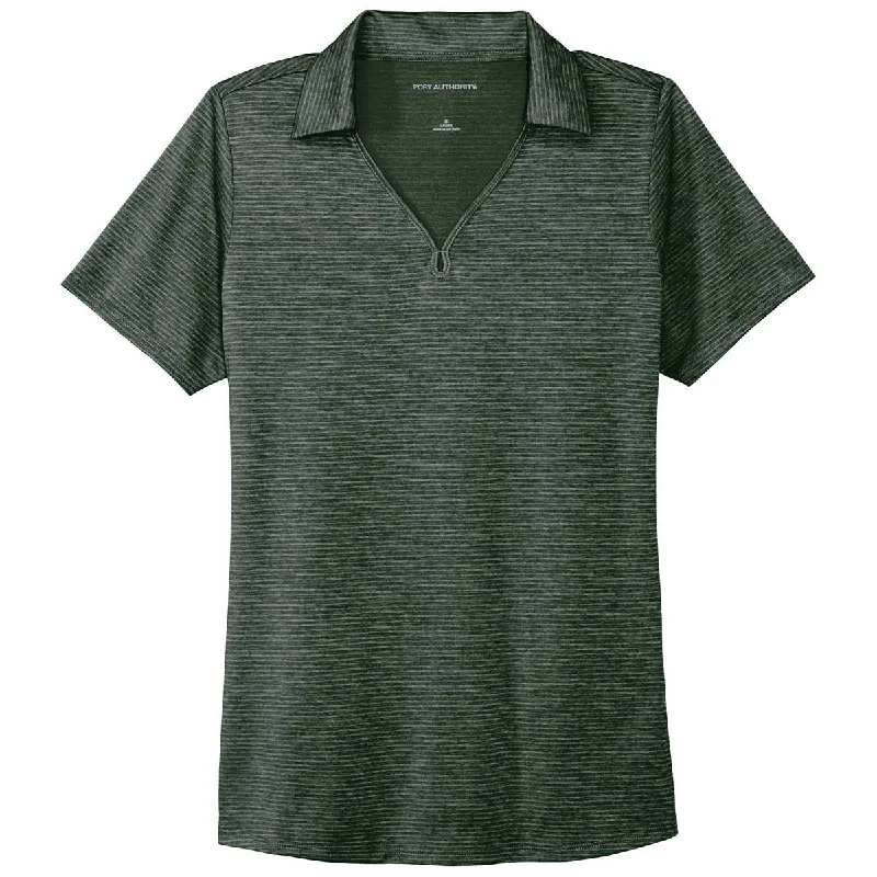 Port Authority Women's Deep Forest Green Shadow Stripe Polo